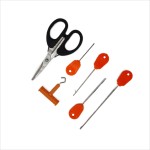 Set de 6 piese pentru pescuit, Regal Fish, crosete, burghiu, foarfeca, knot puller, culoare portocaliu